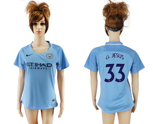 Women's Manchester City #33 G.Jesus Home Soccer Club Jersey